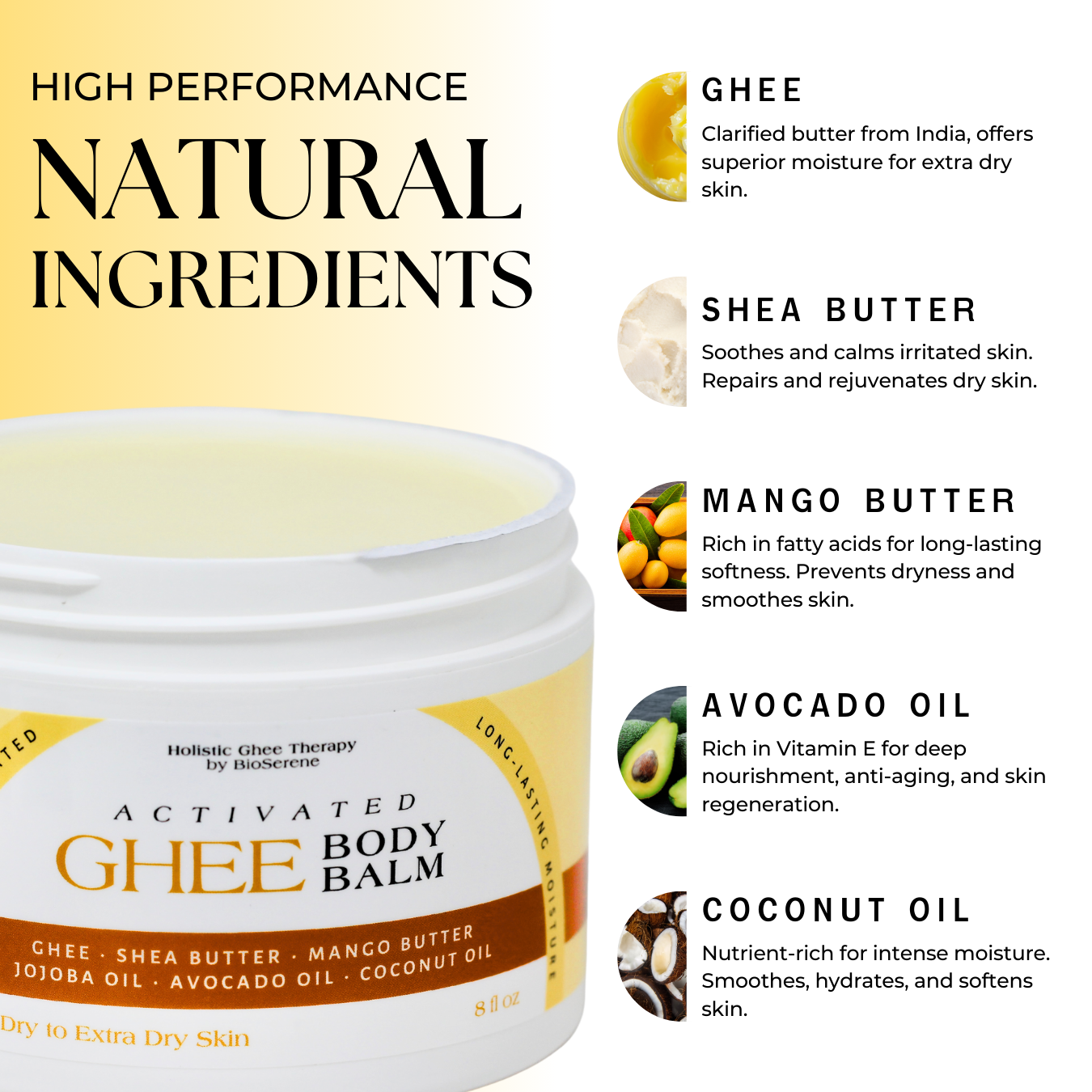 Activated Ghee Body Balm - Extra Dry Skin Moisturizer For Sensitive Skin