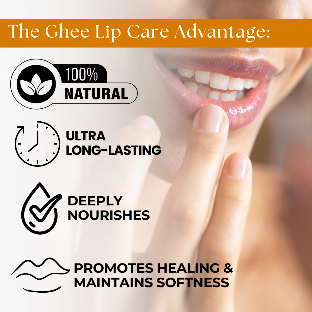 Moisturizing Ghee Lip Balm - Natural Lip Balm for Extra Dry Lips with Shea Butter - PACK OF 4