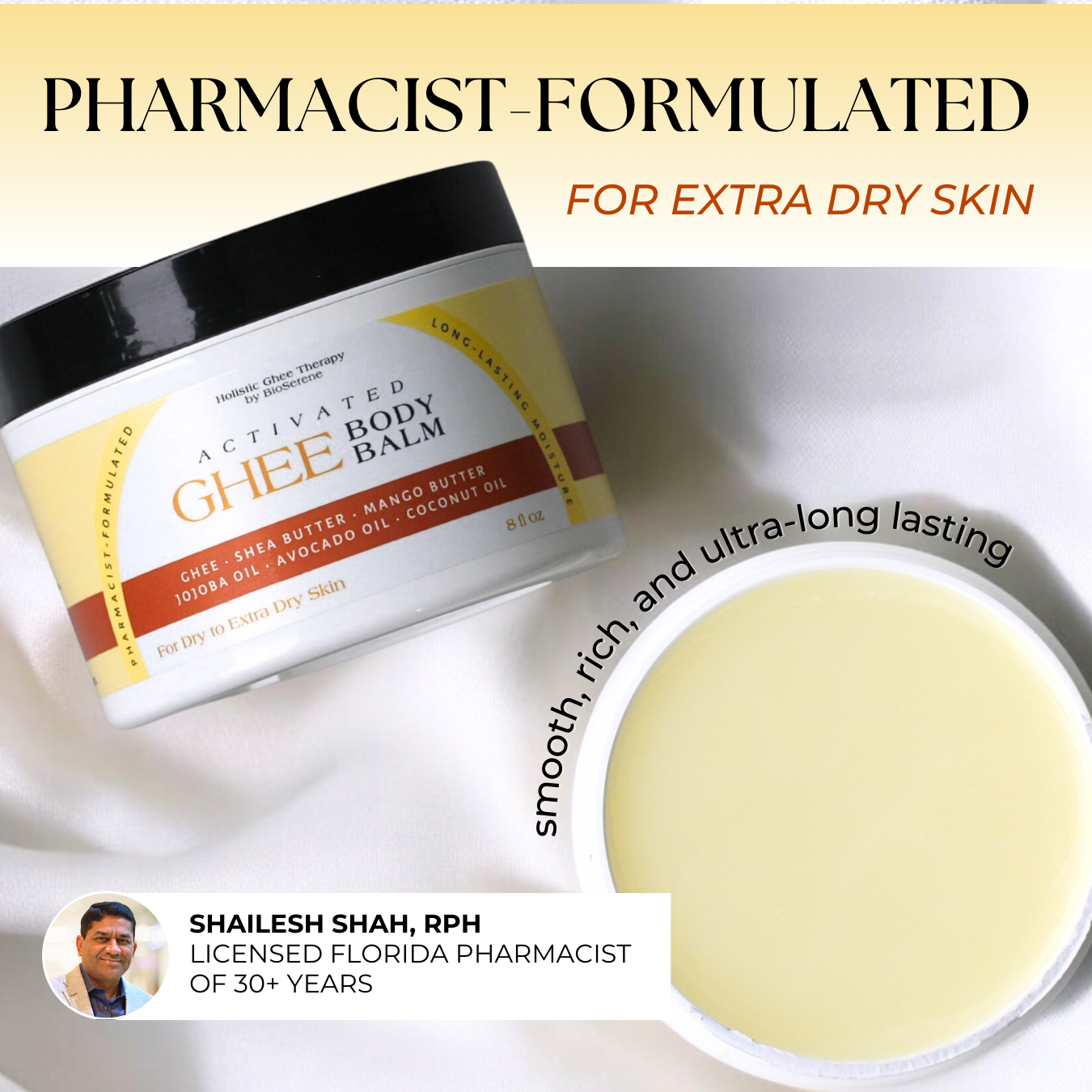 Activated Ghee Body Balm - Extra Dry Skin Moisturizer For Sensitive Skin